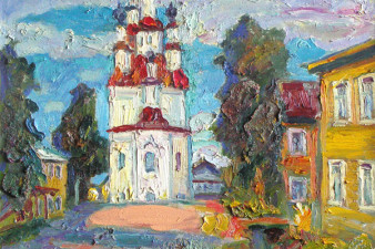 Улица Кирова в Тотьме. 2006. Холст, масло. 50х60